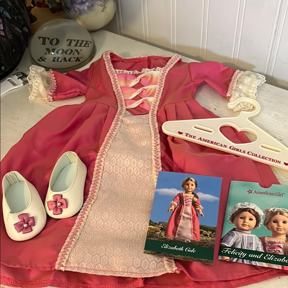 American Girl Elizabeth’s Pink and Cream Dress Outfit with Shoes